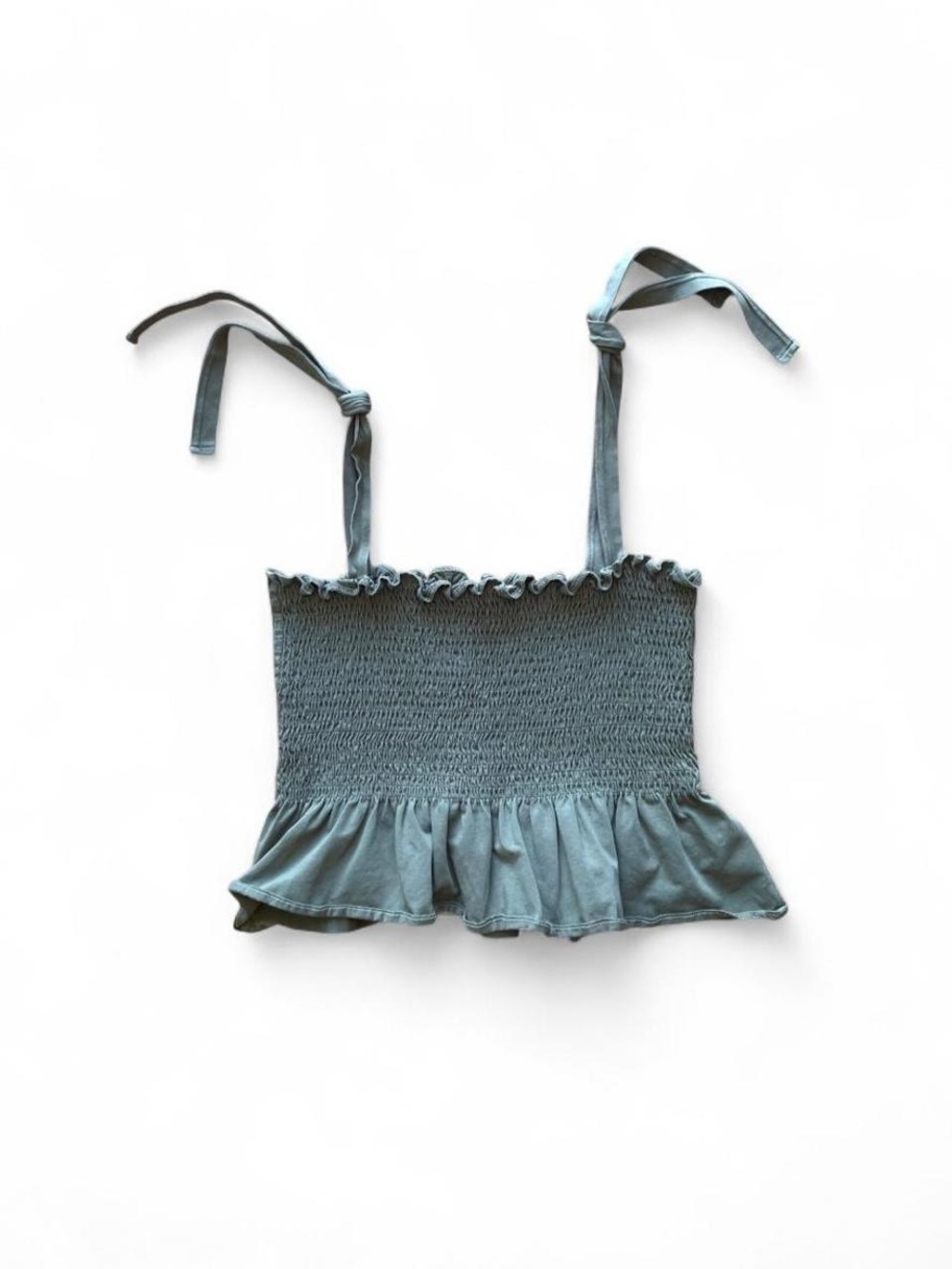 Smocked Ruffle Tie-Strap Crop Top